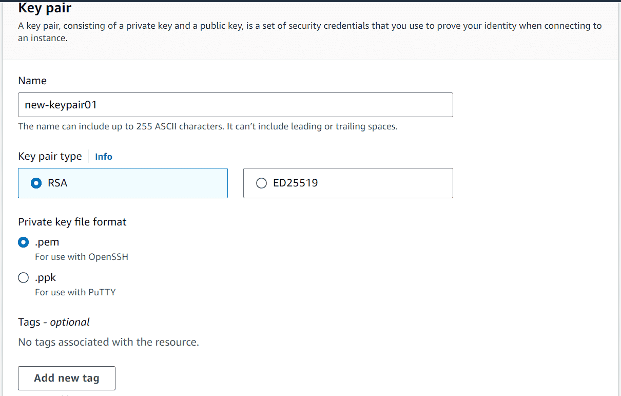 EC2 create key pairs