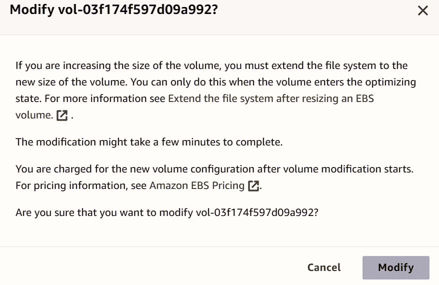 Resize EBS volume