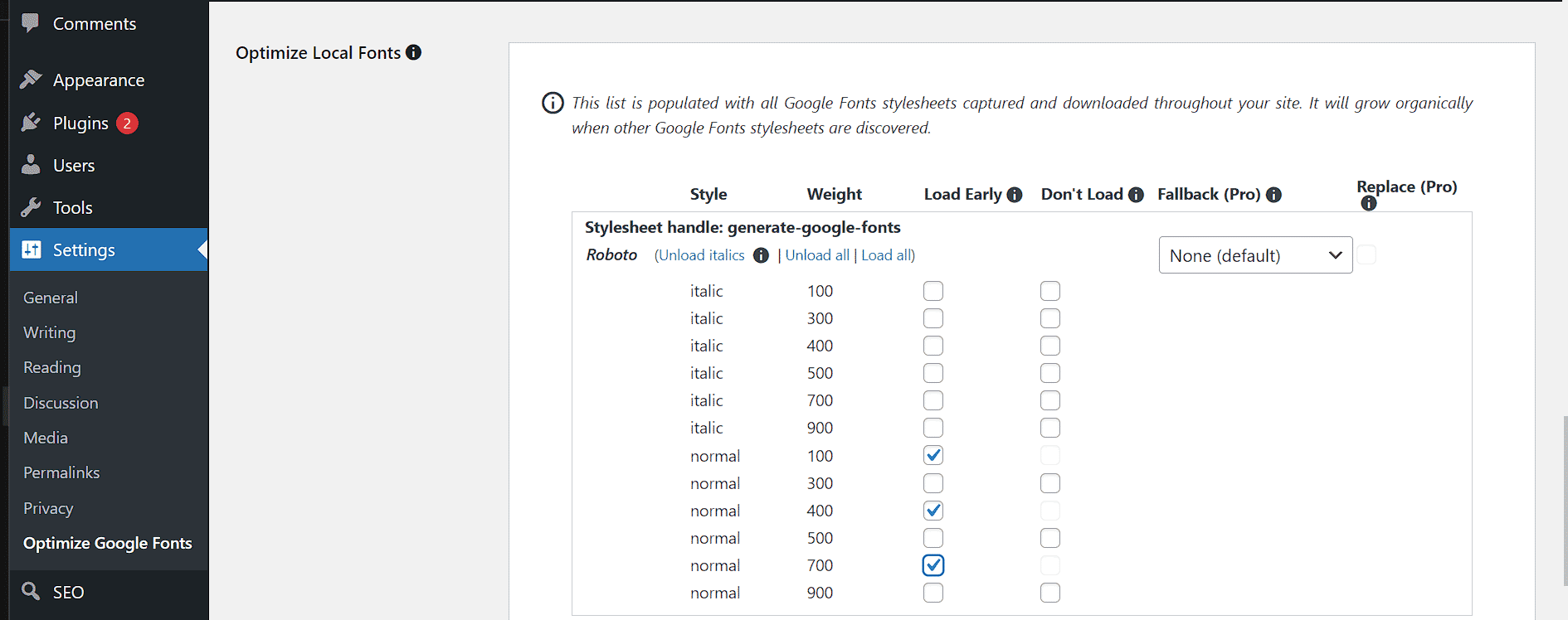 OMGF plugin host fonts locally