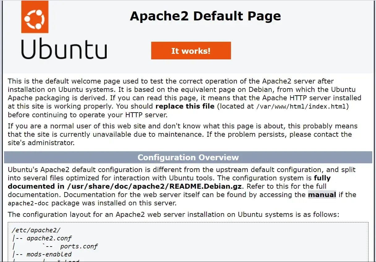 Apache installed Ubuntu 22.04