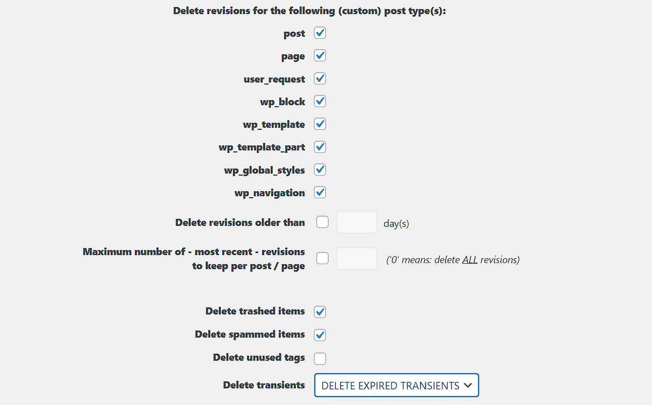 Optimize database after cleaning revisions