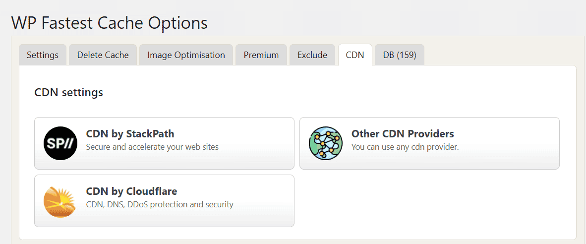 WP Fastest Cache CDN settings